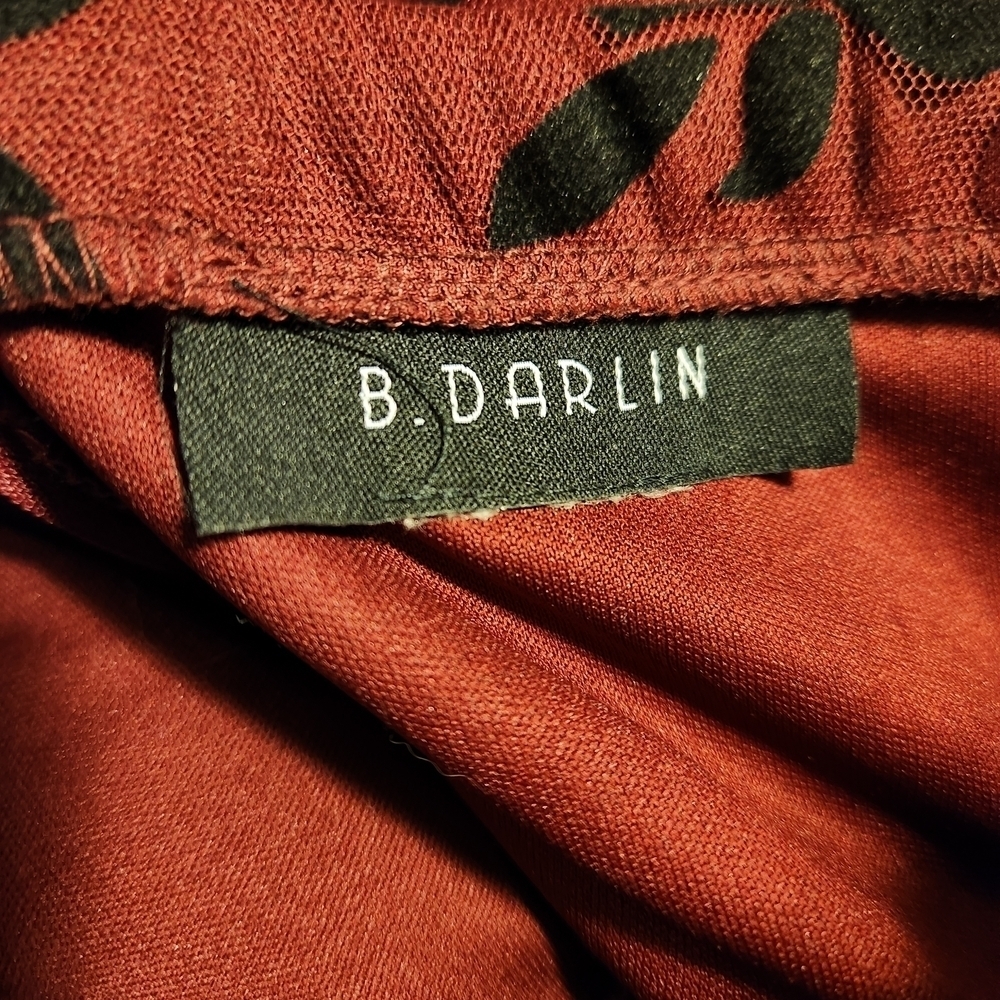 B. Darlin Strapless Burgundy Floral Dress - Picture 11 of 11